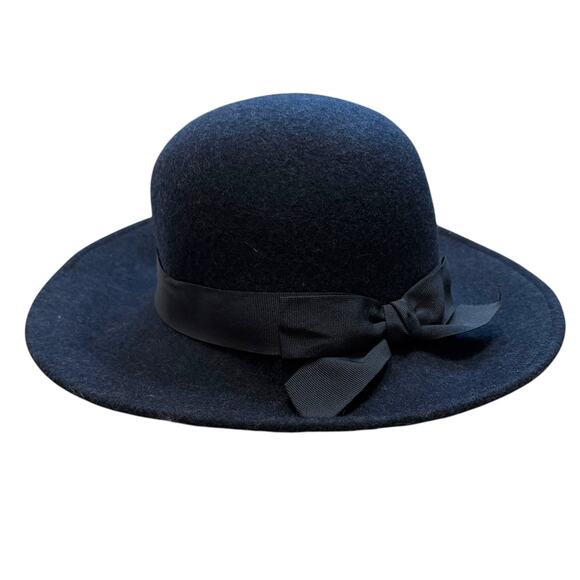 Talbots Ribbon Bow Hat NWT Women\'s One Size Navy Wool Felt Adjustable Dressy main image 6